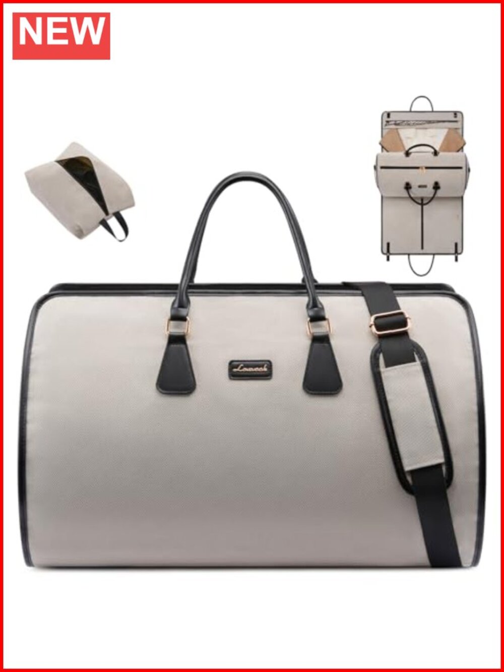3-in-1 Garment Duffle Bag with Shoe Pouch, Hanging Suitcase for Travel, 45L
